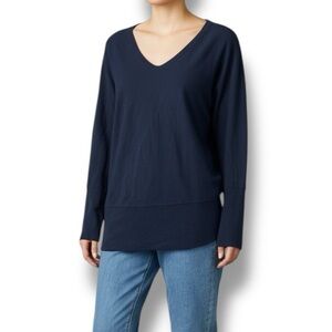 Lilly Pulitzer Navy Blue Silk Cotton Long Sleeved Sweater sz M